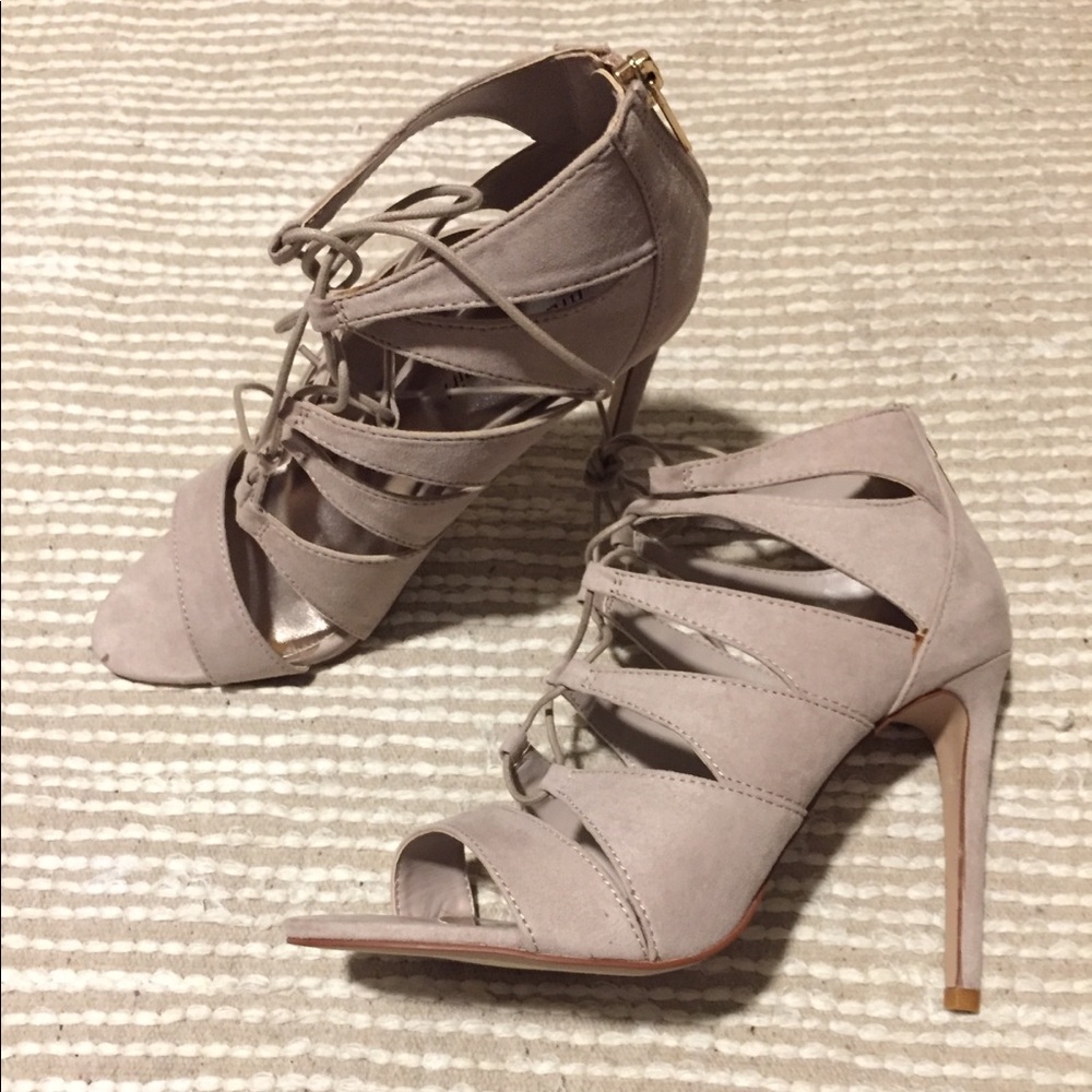 Madden Girl Raceyyy Taupe Heels